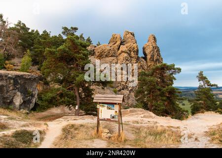 Autumnal light mood at the Devil's Wall in the Harz Mountains Hamburg coat of arms Stock Photo
