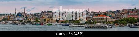 ISTANBUL, TURKEY - MAY 29 : View of buildings and boats along the Bosphorus in Istanbul Turkey on May 29, 2018 Stock Photo