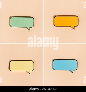 set colored comic bubbles beige background. High resolution photo Stock Photo