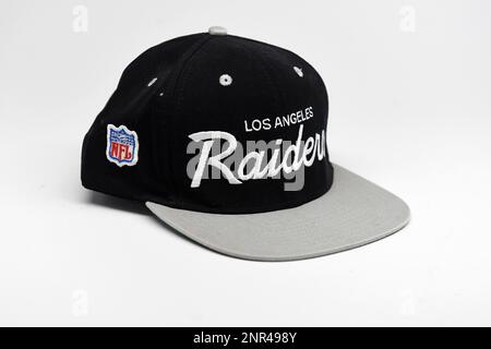 Detailed view of Los Angeles Raiders snapback baseball cap. Photo via  Newscom Stock Photo - Alamy
