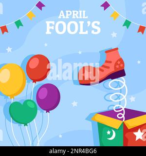 Happy April Fools Day Social Media Background Illustration Cartoon Hand Drawn Templates Stock Vector