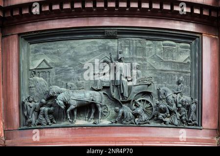 Detail on the monument of Tsar Nicholas I of Russia at St-Isaac's Square, Saint Petersburg, Russia. Stock Photo