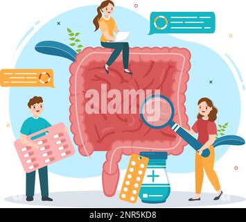 Proctologist or Colonoscopy Illustration with a Doctor Examines of the Colon and Harmful Bacteria in Cartoon Hand Drawn for Landing Page Templates Stock Vector