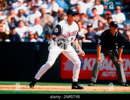 15 Apr. 2001: Anaheim Angels first baseman Wally Joyner (5) in action  during a game against the Seattle Mariners played on April 15, 2001 at  Edison International Field of Anaheim in Anaheim