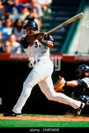 15 Apr. 2001: Anaheim Angels designated hitter Glenallen Hill (31) during  an at bat in a game against the Seattle Mariners played on April 15, 2001  at Edison International Field of Anaheim