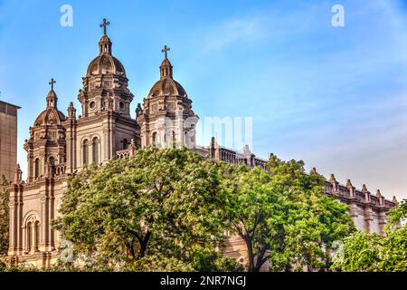 St. Joseph Wangfujing Cathedral, Basilica Church Beijing China.  Very famous Catholic Church built in 1655 and in Boxer Rebellion Stock Photo