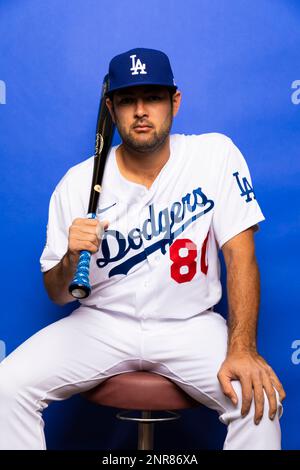 GLENDALE, AZ - FEBRUARY 20: Los Angeles Dodgers coach Mark Prior (23) poses  for a portrait during photo day on Thursday, Feb, 20 at Camelback Ranch in  Glendale, Ariz. (Photo by Ric