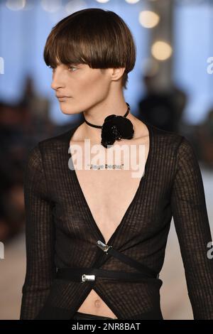 Milan, Italy. 24th Feb, 2023. Models on the runway at the Sportmax fashion show during the Fall Winter 2023 Collections Fashion Show at Milan Fashion Week in Milan on February 24 2023. (Photo by Jonas Gustavsson/Sipa USA) Credit: Sipa USA/Alamy Live News Stock Photo