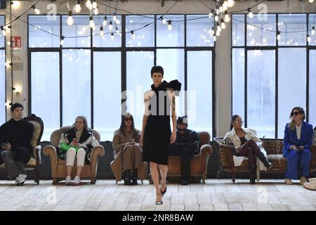 Milan, Italy. 24th Feb, 2023. Models on the runway at the Sportmax fashion show during the Fall Winter 2023 Collections Fashion Show at Milan Fashion Week in Milan on February 24 2023. (Photo by Jonas Gustavsson/Sipa USA) Credit: Sipa USA/Alamy Live News Stock Photo