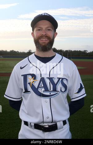 PORT CHARLOTTE, FL - FEBRUARY 17: Austin Meadows (17) poses during the  Tampa Bay Rays Spring Training Photo Day at Charlotte Sports Park in Port  Charlotte, FL. (Photo by Cliff Welch/Icon Sportswire) (