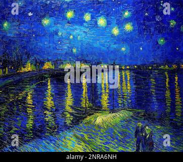 Starry night over the Rhone, Vincent Van Gogh. Stock Photo