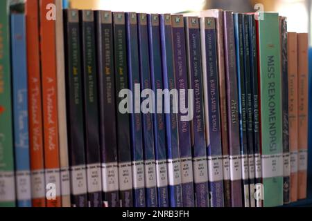 Close-up View Of The Arrangement Of Learning Books With Colorful Covers, In The Village Of Air Belo During The Day Stock Photo
