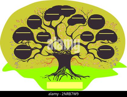 schematic representation of family ties of the family tree of the painting in the form of a conditional symbolic "tree" Stock Vector