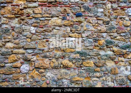 Medieval stone wall in Saint George's Castle in Lisbon, Portugal Stock Photo