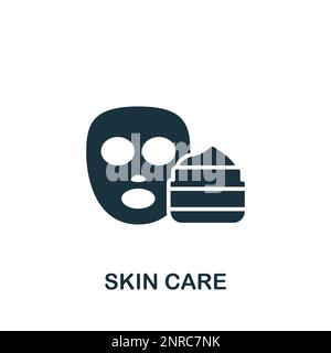 Applying sunscreen glyph icon. Face sun protection. Skin care procedure.  Facial beauty treatment. Cream product to avoid sunburn. Silhouette symbol.  Negative space. Vector isolated illustration Stock Vector