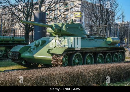 Warsaw, Poland - 10 march 2014: T-34 model 1941 russian soviet WW2 medium tank Stock Photo