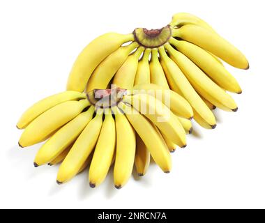 Bunches of ripe baby bananas on white background Stock Photo