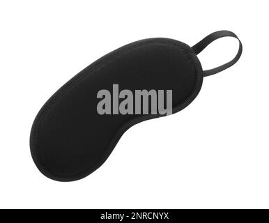 Black sleep eye mask isolated on white, top view Stock Photo