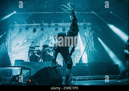 Copenhagen, Denmark. 22nd, February 2023. The American heavy metal band Lamb of God performs a live concert at Forum Black Box at Frederiksberg, Copenhagen. Here vocalist Randy Blythe is seen live on stage. (Photo credit: Gonzales Photo - Nikolaj Bransholm). Stock Photo