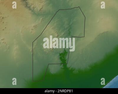 Gedo, Region Of Somalia. Colored Elevation Map With Lakes And Rivers ...