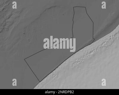 Shabeellaha Hoose, region of Somalia. Bilevel elevation map with lakes and rivers Stock Photo