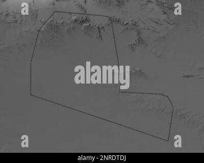 Togdheer, region of Somalia. Grayscale elevation map with lakes and rivers Stock Photo