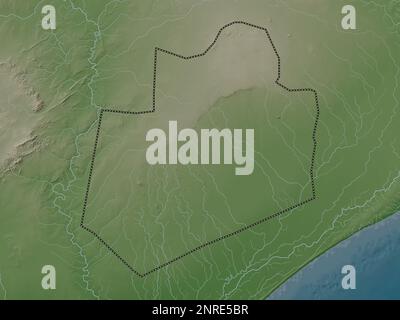 Bay, region of Somalia Mainland. Elevation map colored in wiki style with lakes and rivers Stock Photo