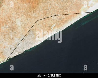 Banaadir, region of Somalia Mainland. Low resolution satellite map Stock Photo