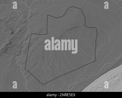 Bay, region of Somalia Mainland. Bilevel elevation map with lakes and rivers Stock Photo