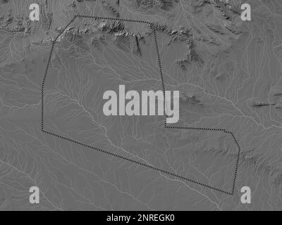 Togdheer, region of Somaliland. Bilevel elevation map with lakes and rivers Stock Photo