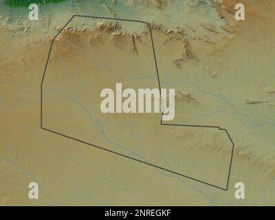 Togdheer, region of Somaliland. Colored elevation map with lakes and rivers Stock Photo