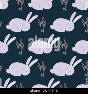 Cute rabbits kids seamless pattern Stock Vector
