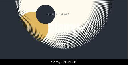 Black and white sunburst pattern. Sun ray or star burst. Radial lines background. Explosion vector illustration with copy space. Stock Vector