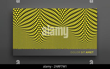 Wavy surface with optical illusion. Abstract polka dots pattern. Distorted texture. 3d vector illustration. Stock Vector