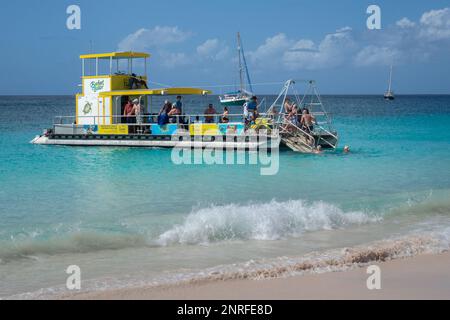 Caribbean, Barbados, Carlisle Bay, Turtle boat & beach Stock Photo