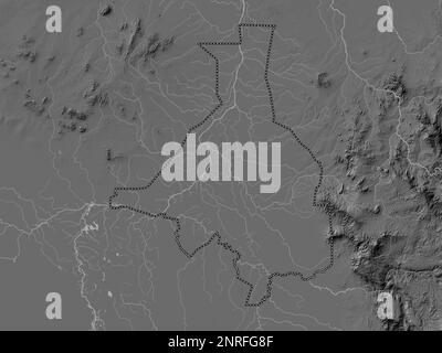 Upper Nile, state of South Sudan. Bilevel elevation map with lakes and rivers Stock Photo