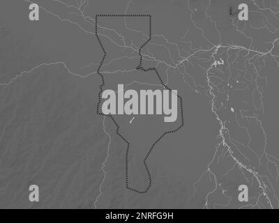Warrap, state of South Sudan. Grayscale elevation map with lakes and rivers Stock Photo