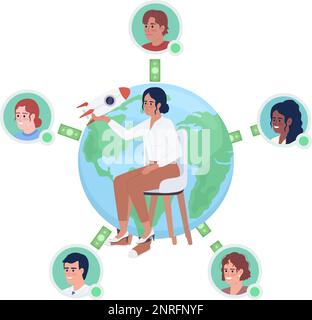 Fundraising platform for donating money on startups flat concept vector spot illustration Stock Vector