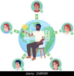 Crowdfunding platform for startups flat concept vector spot illustration Stock Vector