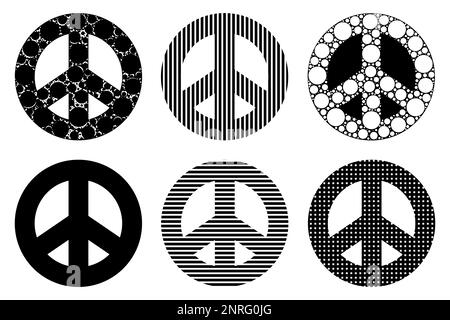 Collage of different peace signs isolated on white Stock Photo