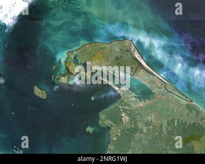 Jaffna, district of Sri Lanka. Low resolution satellite map Stock Photo