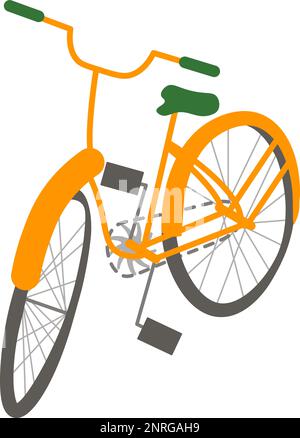 Bicycle isometric drawing on a transparent background in flat style Stock Vector