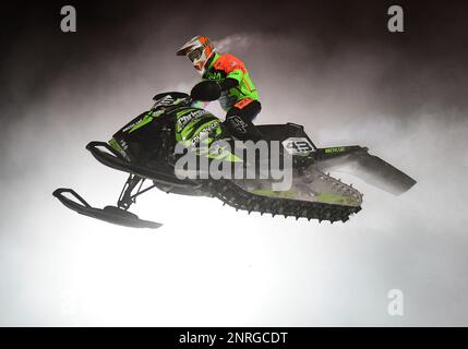 December 14, 2019: Professional Snocross racer Kody Kamm competes at the  Country Cat SnoCross National, an ISOC Amsoil Championship SnoCross event,  held at Buffalo River Race Park, Glyndon, MN. Photo by Russell