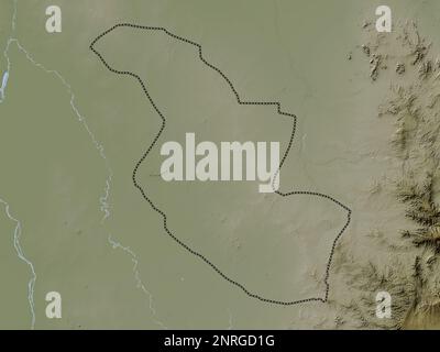 Al Qadarif, state of Sudan. Elevation map colored in wiki style with lakes  and rivers. Locations and names of major cities of the region. Corner auxil  Stock Photo - Alamy