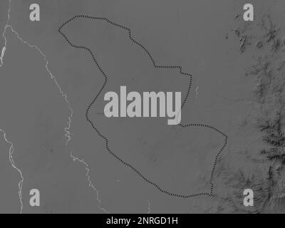 Al Qadarif, state of Sudan. Grayscale elevation map with lakes and rivers Stock Photo