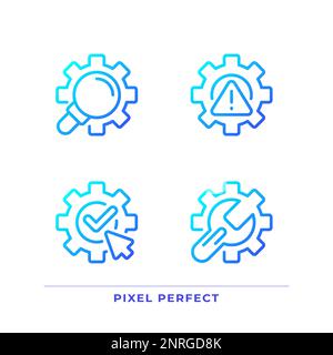 System changes pixel perfect gradient linear vector icons set Stock Vector