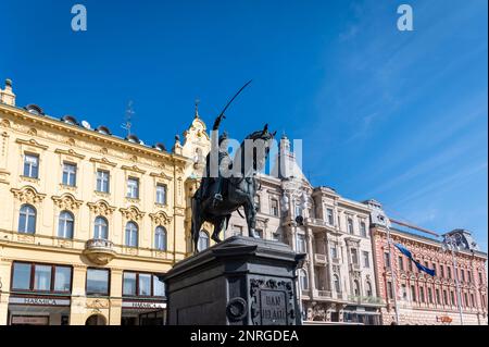 Ban Josip Jelačić Statue, Zagreb, Croatia Stock Photo