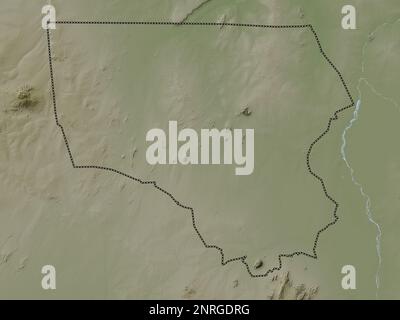 North Kurdufan, state of Sudan. Elevation map colored in wiki style with  lakes and rivers. Locations and names of major cities of the region. Corner  a Stock Photo - Alamy