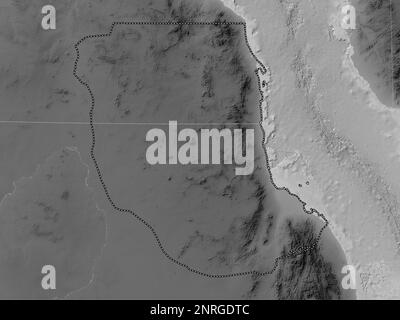 Red Sea, state of Sudan. Grayscale elevation map with lakes and rivers Stock Photo
