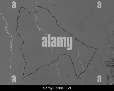 Sennar, state of Sudan. Grayscale elevation map with lakes and rivers Stock Photo